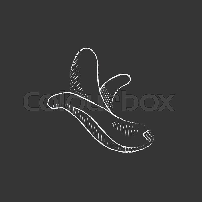 Peeled banana. Hand drawn in chalk Stock vector Colourbox