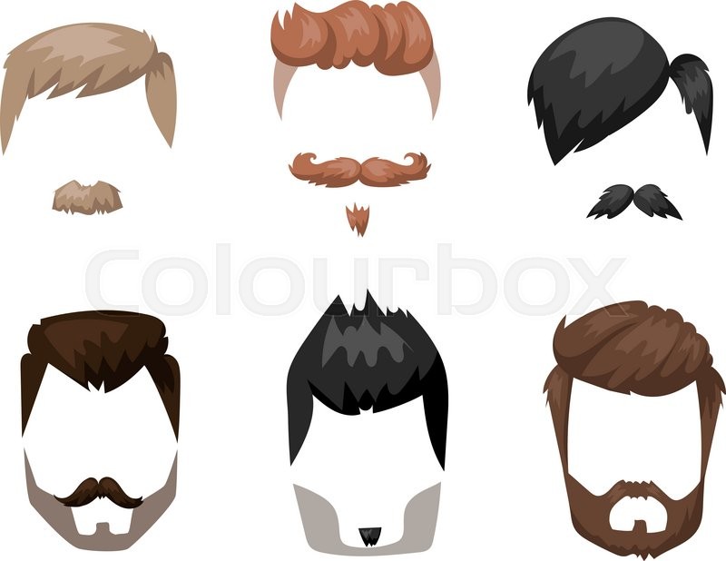 Hairstyles Beard And Hair Face Cut Stock Vector