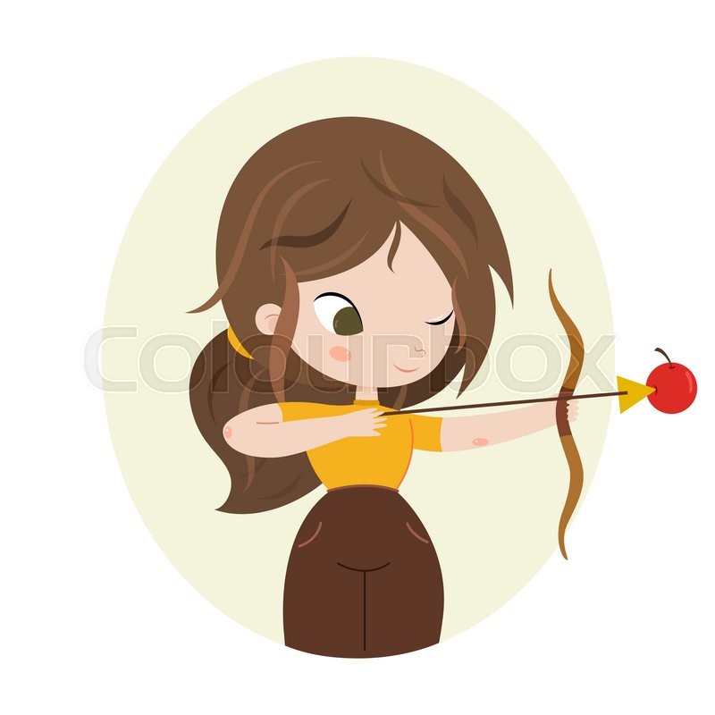 Archer Girl With Bow Cute Horoscope Stock Vector Colourbox