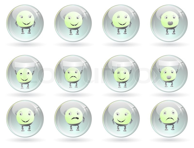 Glänzende Kugeln mit lustigen Smileys Emotionen | Stockfoto | Colourbox