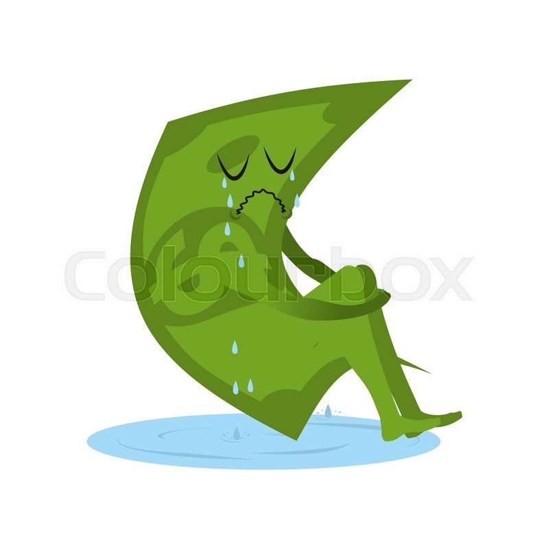 Dollar Crying Money In Puddle Of Stock Vector Colourbox