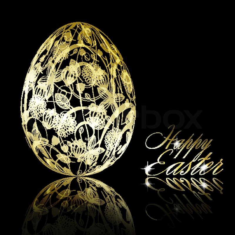 Abstract Golden Easter Egg On Black Background Vector Eps10 Illustration
