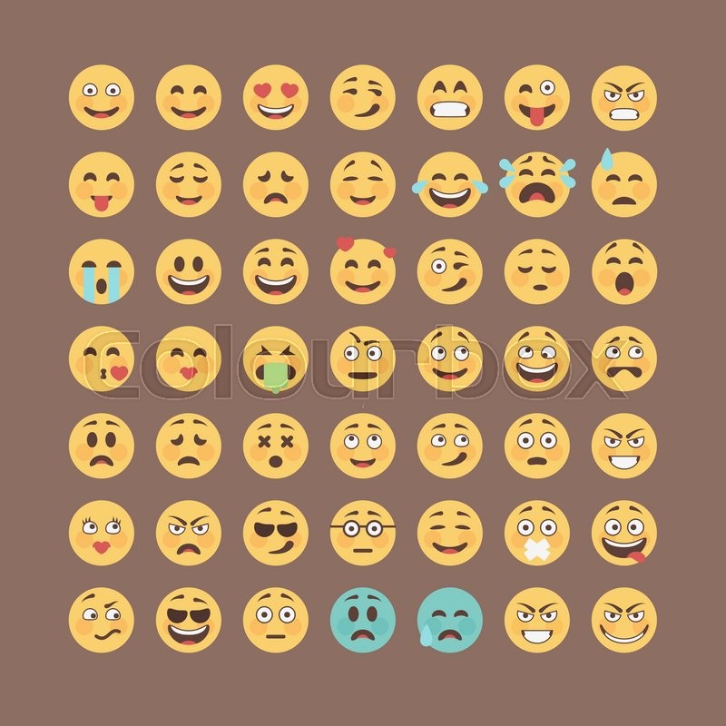 Emoticons collection. Flat emoji set. Stock vector Colourbox