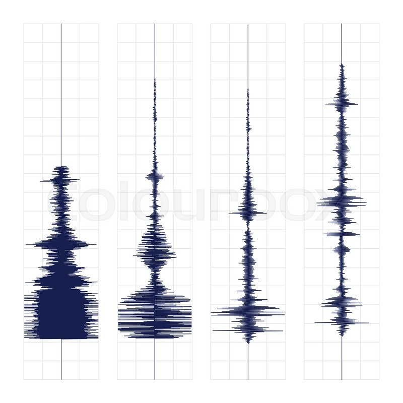 seismogram of different seismic activity record vector illustration