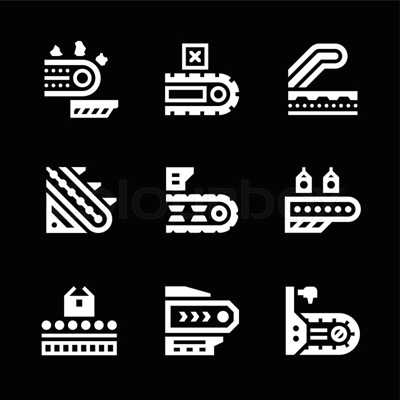 Set icons of conveyor isolated on ... | Stock vector | Colourbox