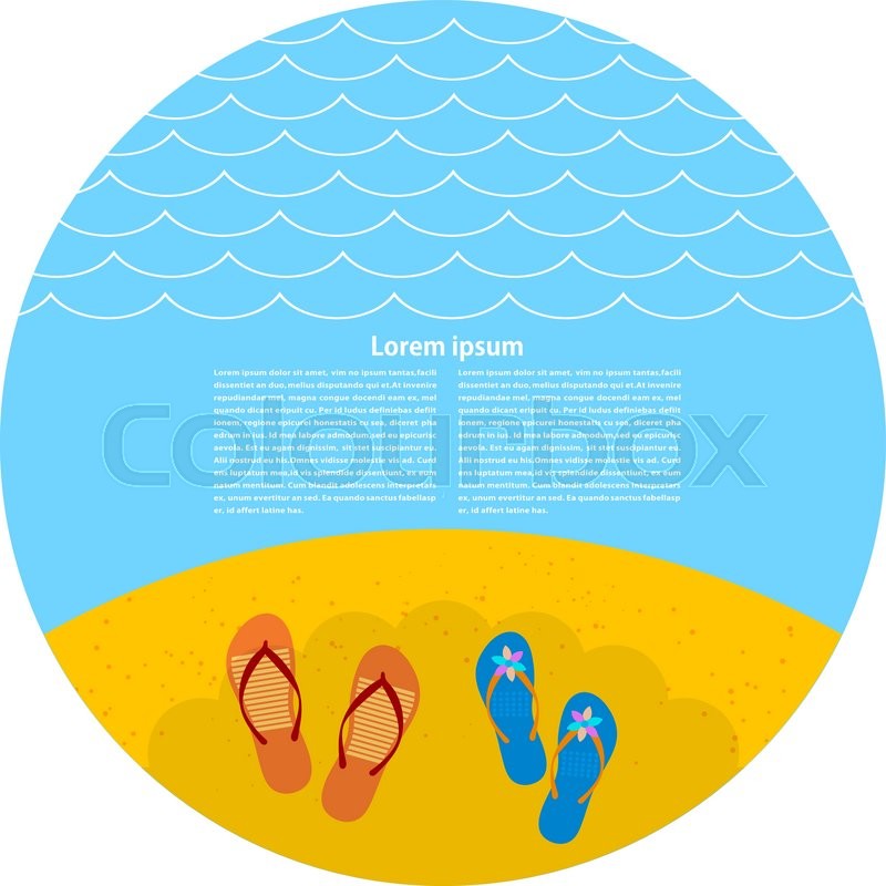 Seaside. Beach shoes on the beach. ... | Stock vector | Colourbox