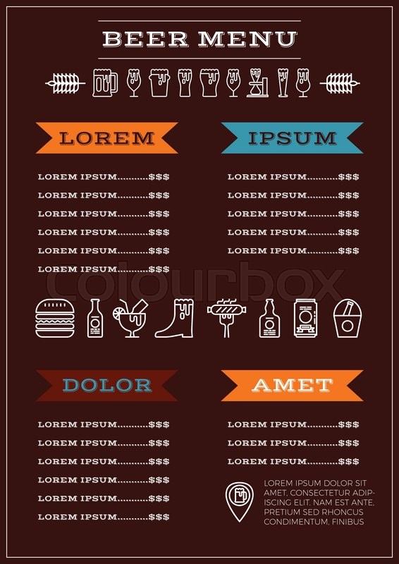 restaurant craft menu beverage drink brochure or general release template