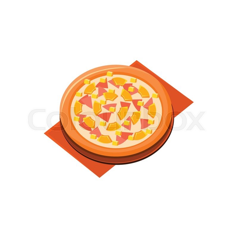 Pineapple Ham Pizza Flat Isolated Stock Vector Colourbox