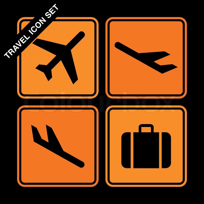 Travel icon set on black background | Stock vector | Colourbox
