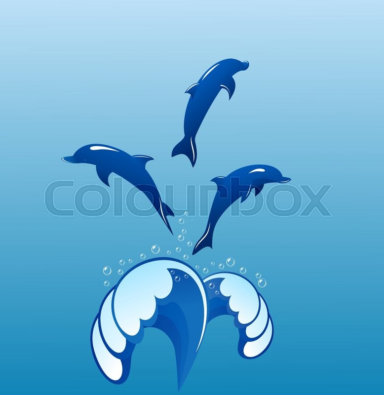 Dolphins jumping out of a fountain of | Stock vector | Colourbox
