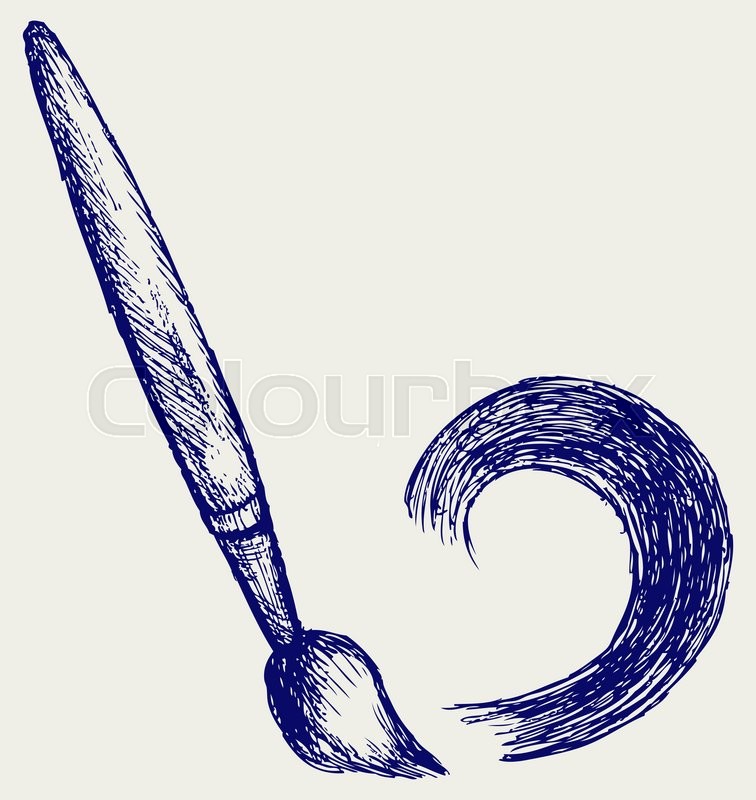Paint brush. Doodle style. Vector Stock vector Colourbox