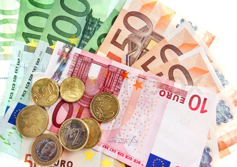 Euro cash. coins and banknotes on white ... | Stock image ...