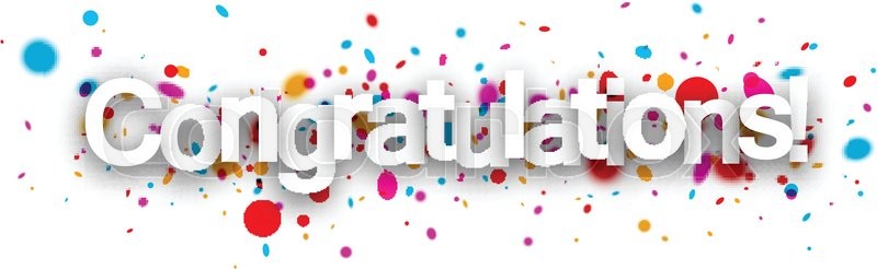 congratulations paper banner with color drops vector illustration