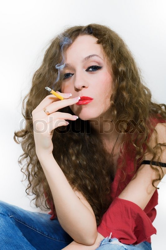 Curly Long Haired Woman With Yellow Stock Image Colourbox
