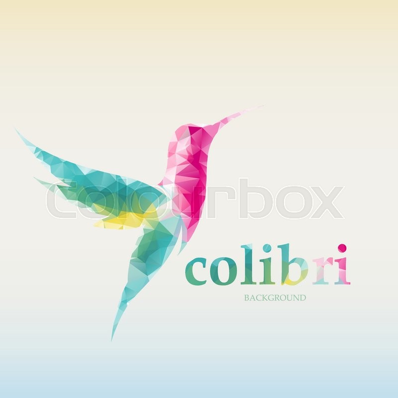 modern bright colored triangular hummingbirds vector logo