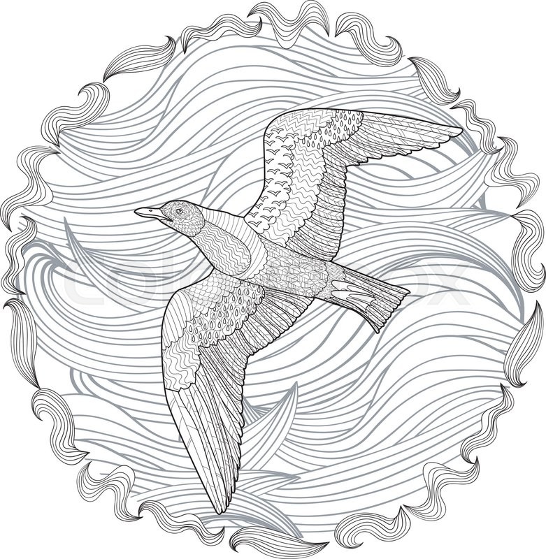 Flying Seagull With High Details Stock Vector Colourbox