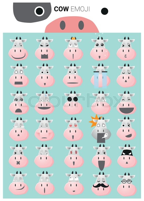 Cow emoji icons, vector, illustration Stock vector Colourbox