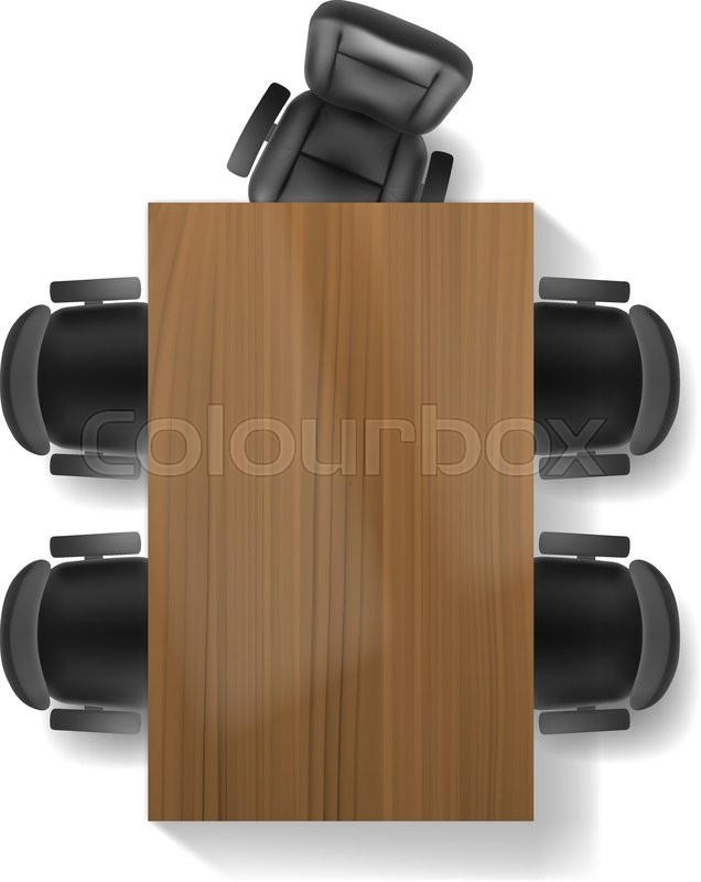 Office chair and table, top view vector realistic 