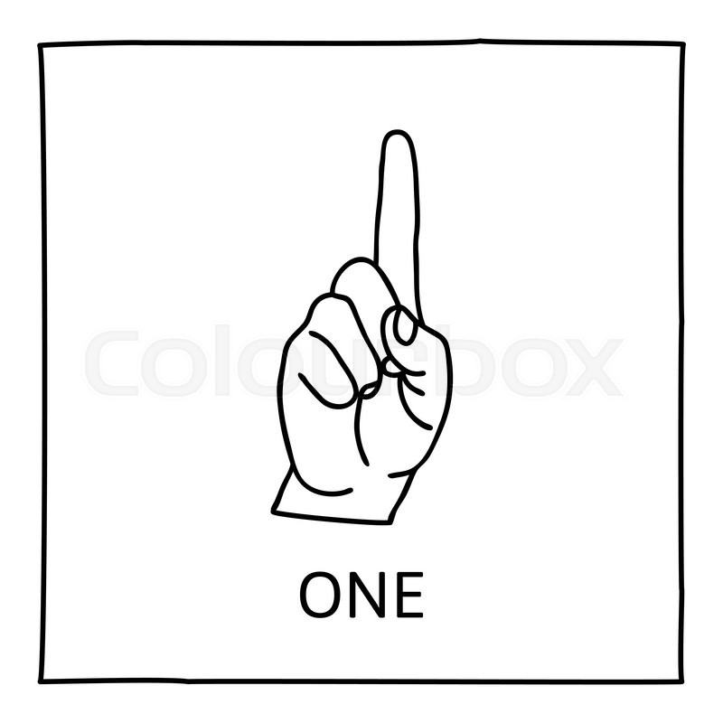 doodle palm icon counting hands showing one finger graphic design