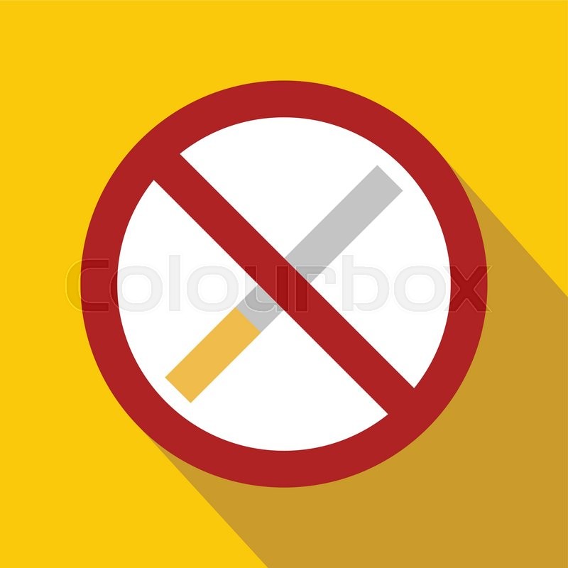 no smoking sign flat icon on a yellow background stock vector