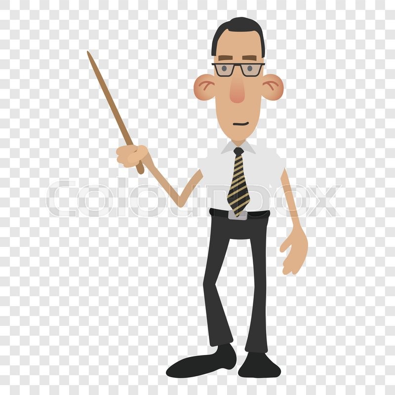 cartoon male teacher isolated on transparent background stock