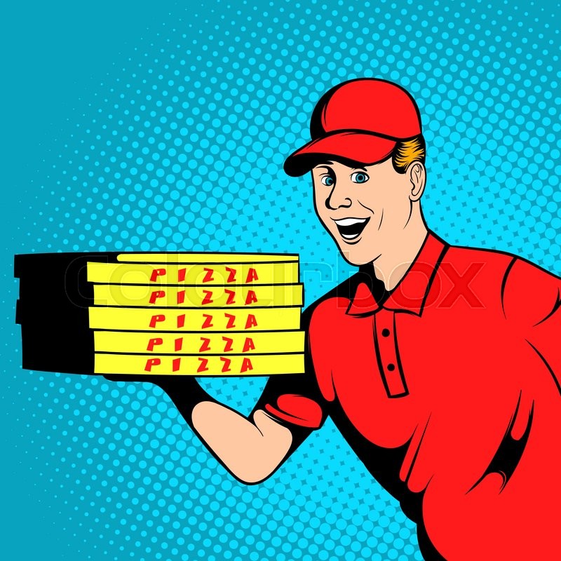 Pizza Delivery Guy Illustration In Stock Vector Colourbox