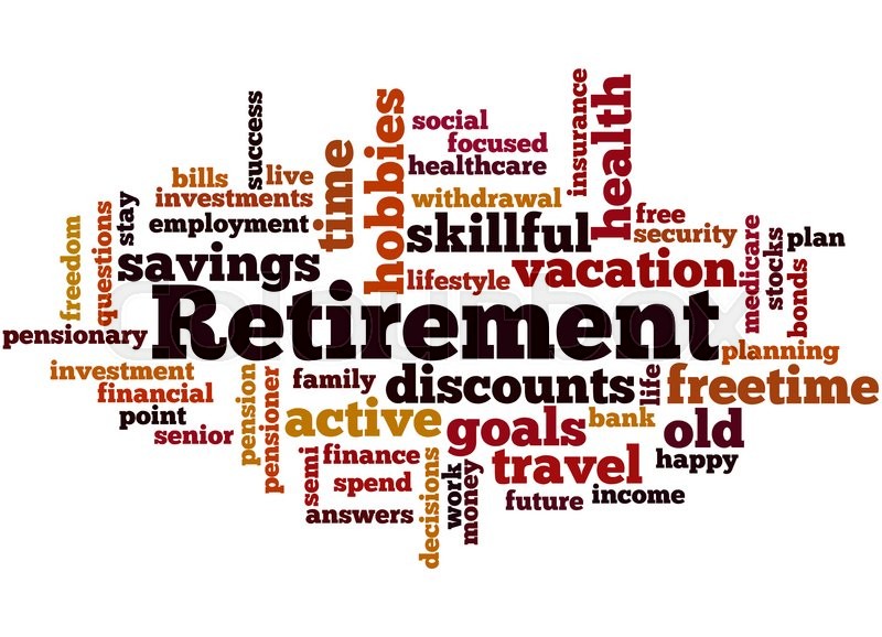 retirement word cloud concept on white stock image retirement word