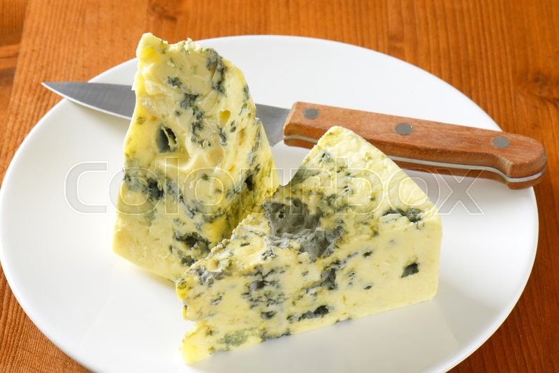two wedges of french blue cheese stock photo colourbox