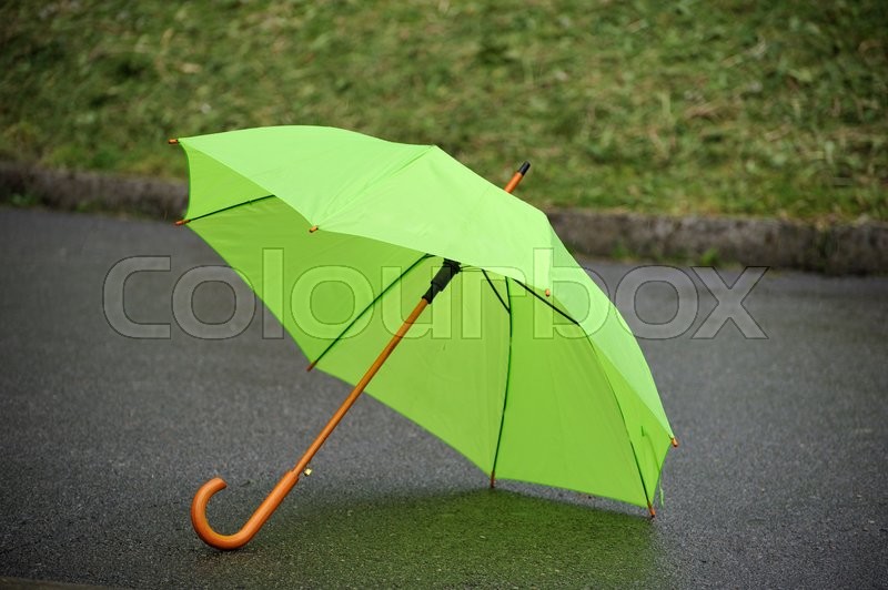 Green umbrella closeup on a background | Stock Photo | Colourbox