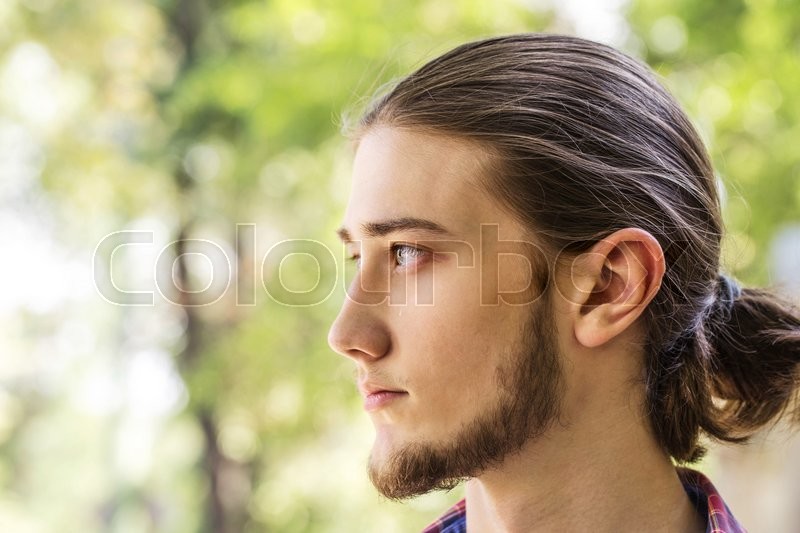 Portrait Of Handsome Young Long Hair Stock Image Colourbox