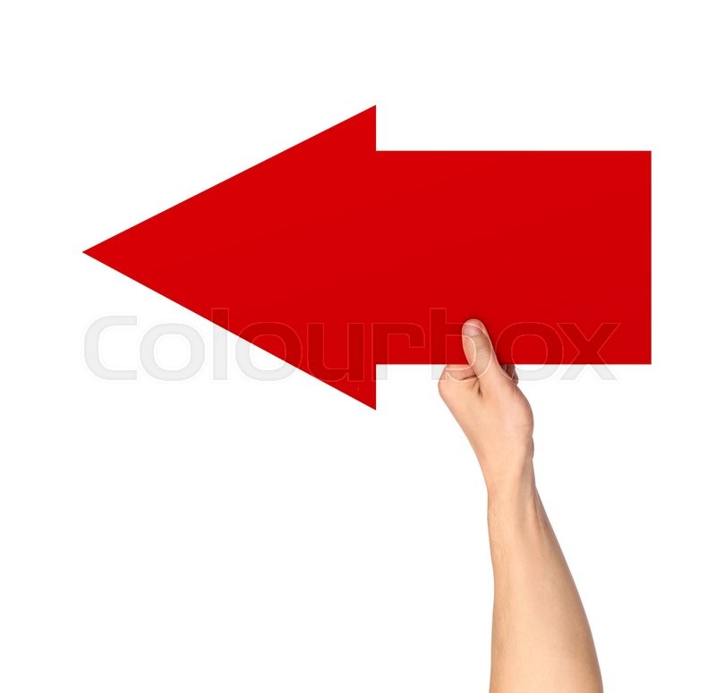 Hand holding a red arrow pointer on ... | Stock image | Colourbox