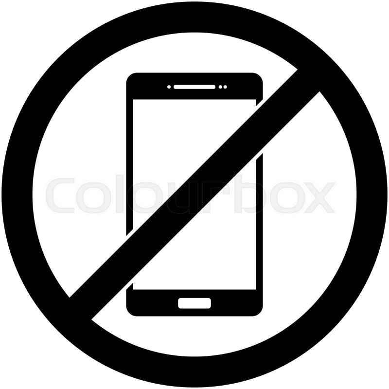 no cell phone sign black and white