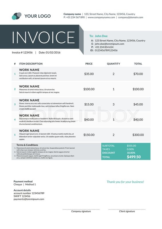 stationery invoice format