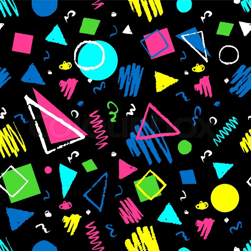 Dark seamless geometric 1980s styled | Stock vector | Colourbox