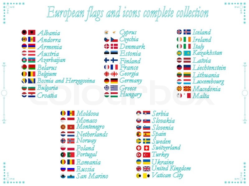 European Flags And Icons Collection In Stock Vector Colourbox