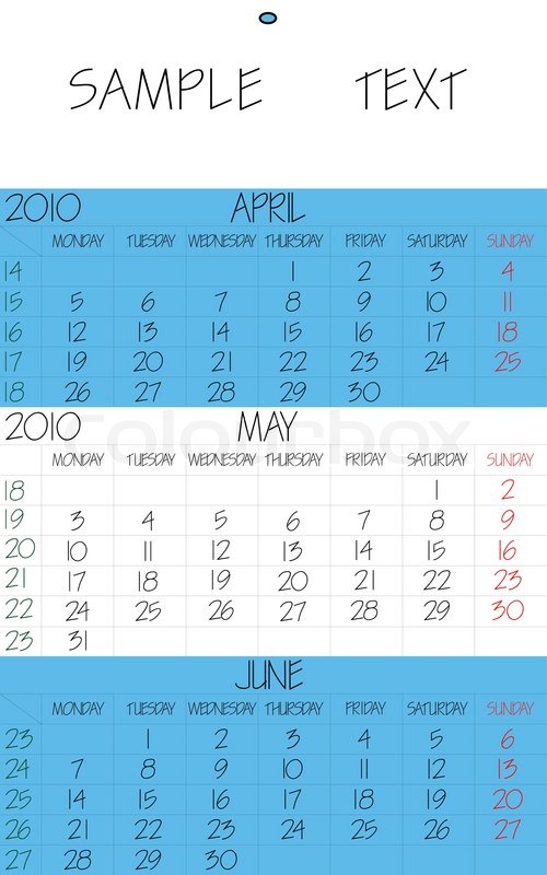 Englisch Kalender 2010 kann abstrakte | Stock-Vektor | Colourbox