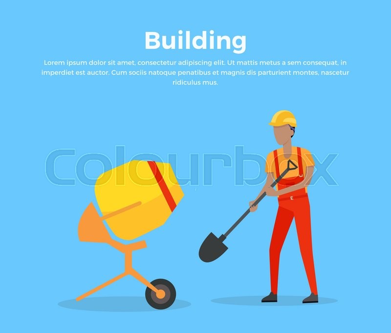 Building Banner Web Design Flat Style Stock Vector Colourbox