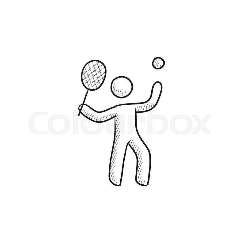 Man Playing Big Tennis Vector Sketch Stock Vector Colourbox