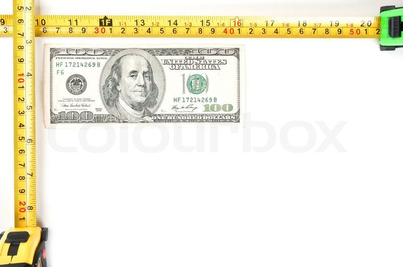 Tape measure and dollar isolated on a Stock image Colourbox