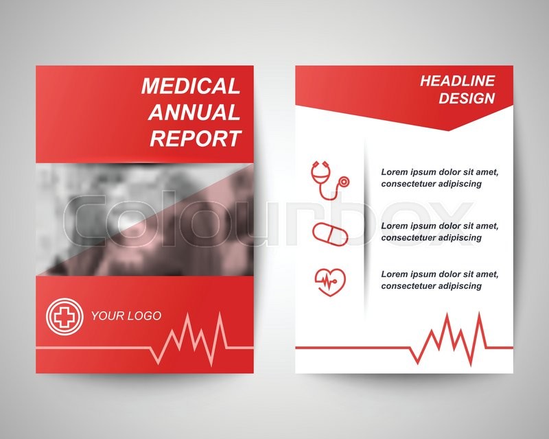 red medical annual report abstract flyer layout template brochure