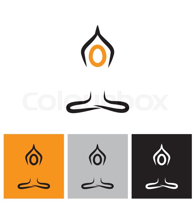 vector logo icon person doing meditation and yoga this also