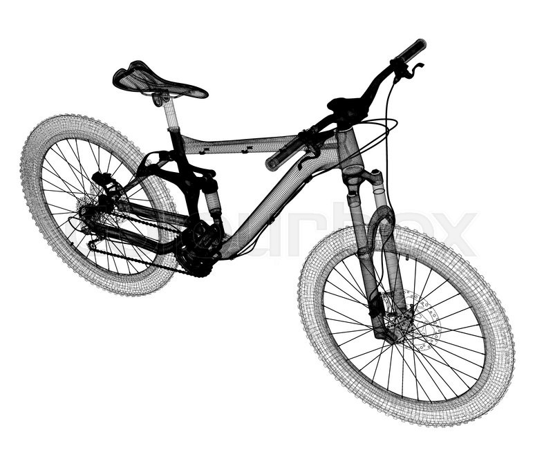 mountain bicycle 3d model body structure wire model stock photo