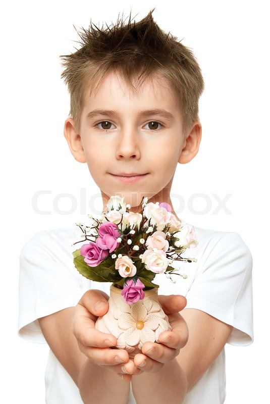 little boy flowers