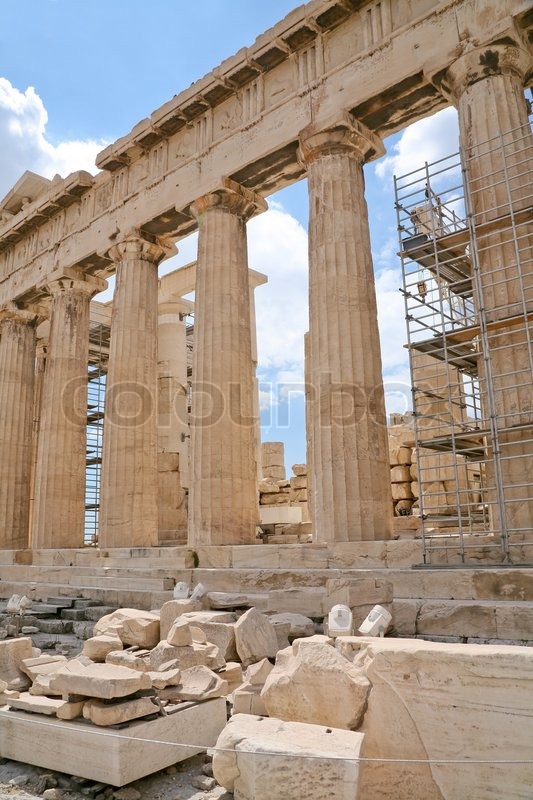 Dorische Säulen des Parthenon, Akropolis , Athen, Griechenland Stockfoto Colourbox