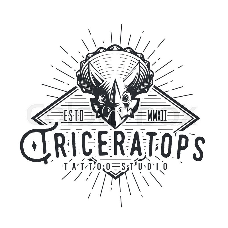 triceratops logo template dinosaur logotype dino tattoo studio