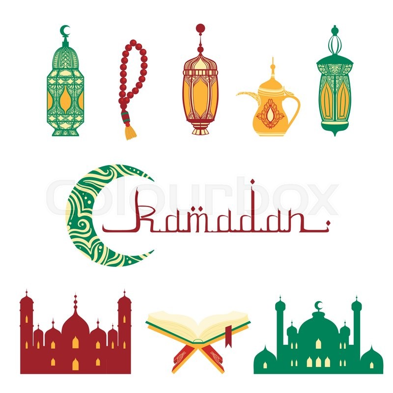 Ramadan Fast Hand Drawn Illustration With Islam Symbols In Detailed Artistic Flat Vector Design On White Background