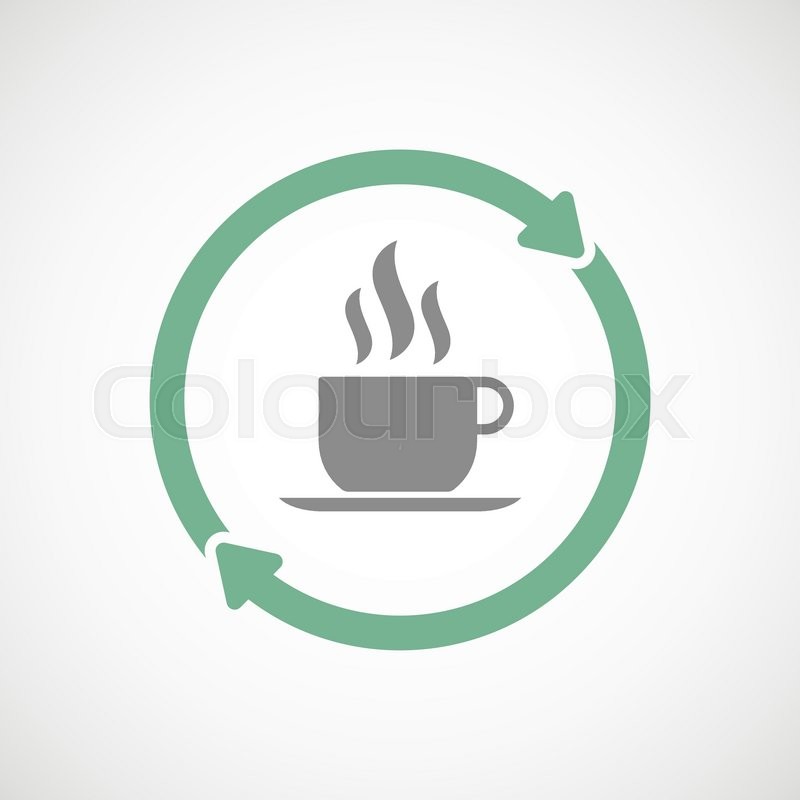 Illustration Of An Isolated Reuse Line Art Sign With A Cup Coffee Illustration Of An Isolated Reuse Line Art Sign With A Cup Coffee