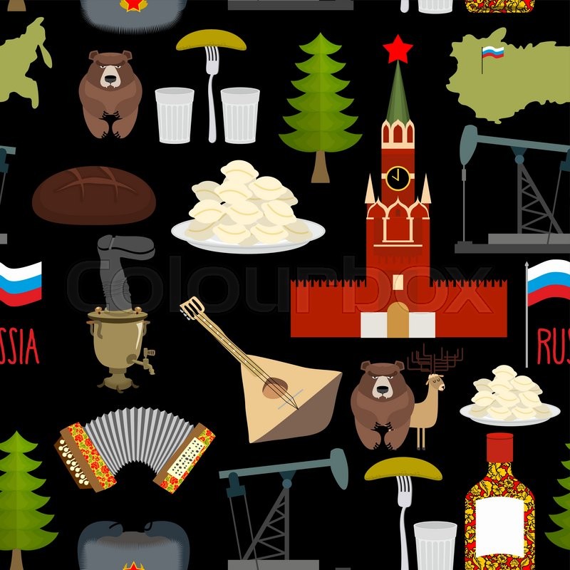 russian symbols seamless pattern russia national ornament state russian symbols