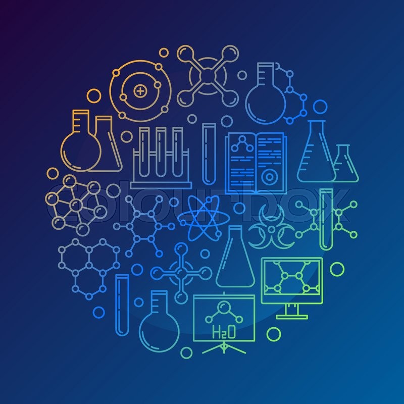 Chemistry concept symbol on dark blue Stock vector 