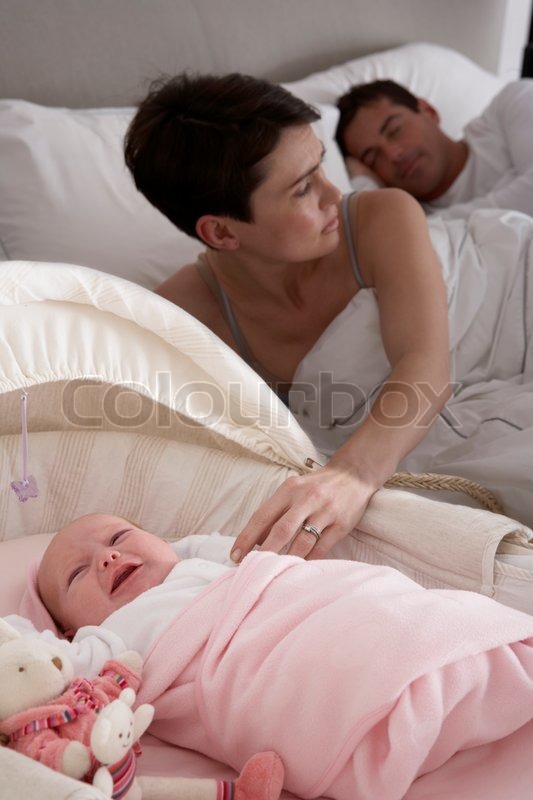 Newborn baby crying in cot in parents bedroom stock photo colourbox Newborn baby crying in cot in parents bedroom stock photo colourbox